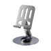 Metallic phone stand on a white background